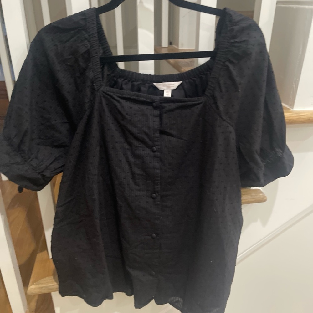 LC Lauren Conrad Black Puff Sleeve Blouse